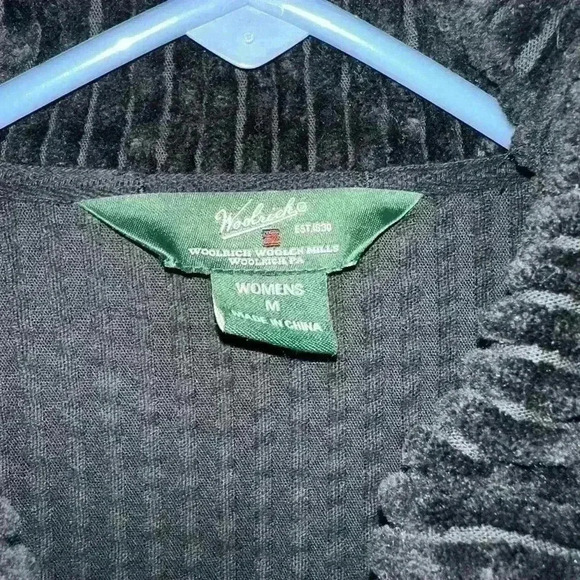 Woolrich Medium Shacket Full Zip Ribbed Textured Womens Jacket Cotton Black - Picture 4 of 6